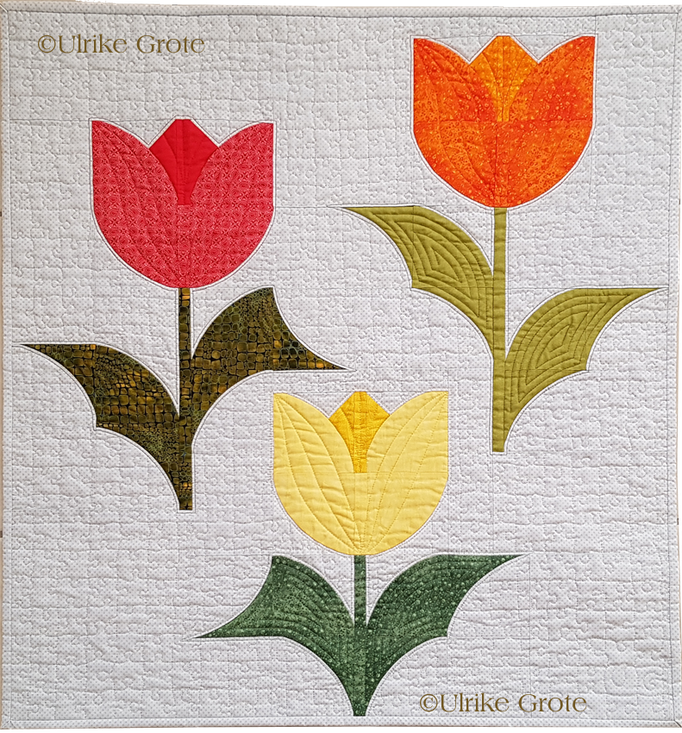 Tulpen mit gequiltetem Puzzle-Hintergund • 72 x 76 cm