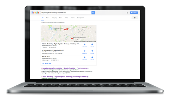 Google Suche mit Keywords *Psychologische Beratung Poppenbüttel* – Kerstin Busching - Psychologische Beratung | Coaching in Hamburg