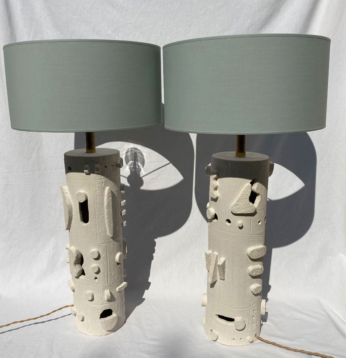 Olivia Cognet, pieds de lampe en céramique sur commande