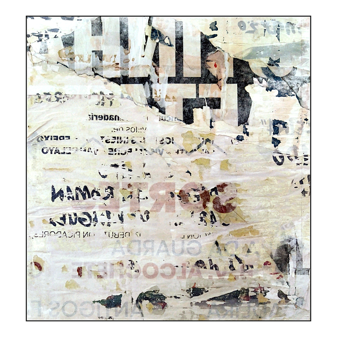 Guarda, Décollage (retro d'affiche) with shellac, 35,9 x 32,8 cm, 2026 (Elvas, PT)