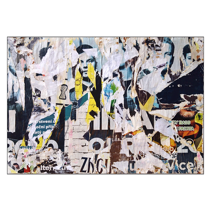 hudebni, décollage, 40,9 x 58,1 cm, 2026 (České Budějovice, CZ)