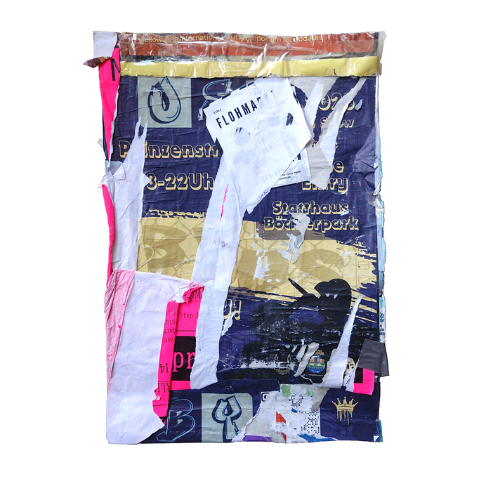 Totze, décollage with tape, ca. 63,7 x 44,0 cm, 2026 (Berlin, DE)