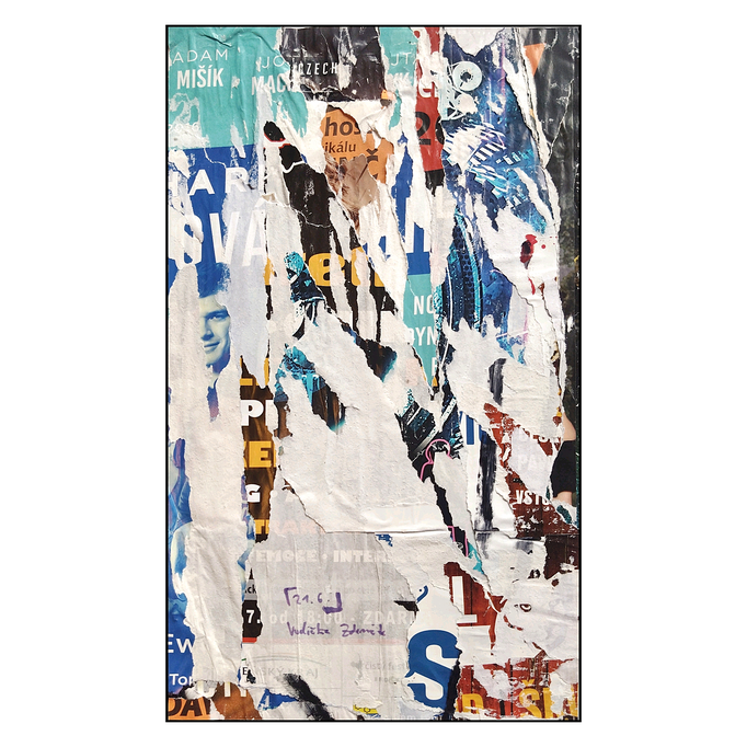 Emoce, décollage, 47,0 x 27,8 cm, 2026 (České Budějovice, CZ)