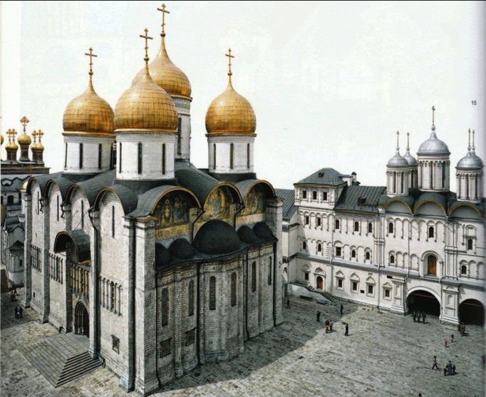 2018 | Moskau, Kreml: «Maria Einschlafens-Kathedrale». 1475-1479. Architekt: Aristotele Fioraanti. Rechts der «Facetten-Palast». 1487-1591.