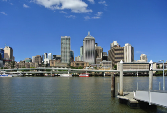 Australien '14 | Brisbane, Queensland: Blick über den Brisbane River und den M3 Highway ins Geschäftsviertel.