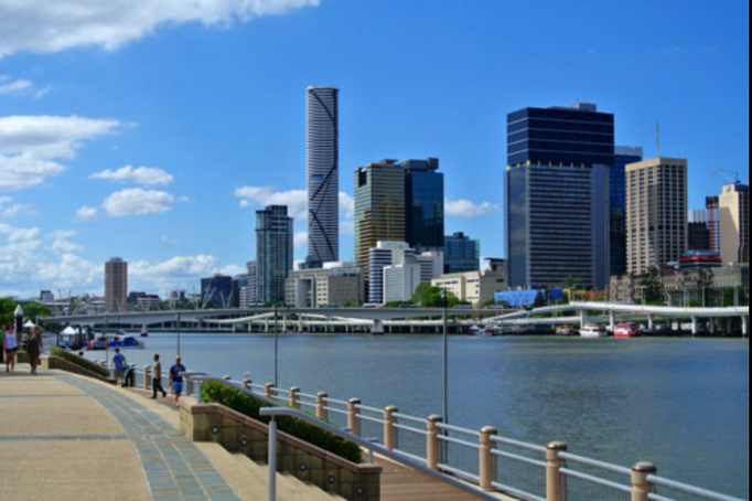 Australien '14 | Brisbane, Queensland: Blick über den Brisbane River und den M3 Highway ins Geschäftsviertel.