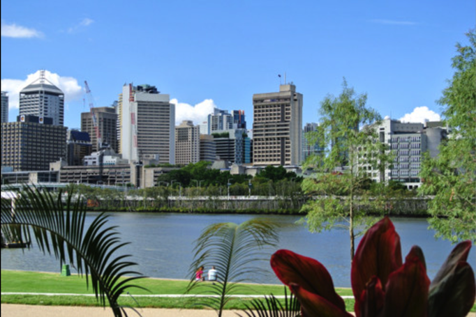 Australien '14 | Brisbane, Queensland: Blick über den Brisbane River und den M3 Highway ins Geschäftsviertel.
