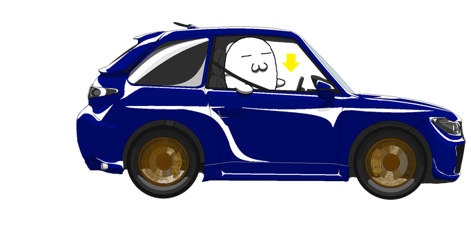 Dallyドライブ：自動運転か⁉念力か⁉　手が短いのでハンドルに届いていないです。皆さん、危険ですので手放し運転はやめましょう。
