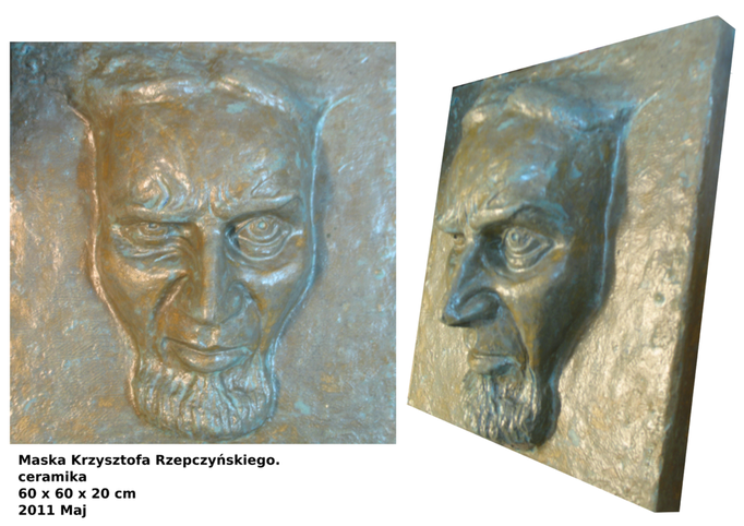 (2011.05)Maska Krzysztofa Rzepczyńskieg. ceramika szkliwiona, 60 x 60 x 10 cm.
