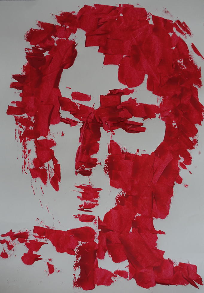 Johanna Schott // Kopf 6 // Acryl auf Papier // 21 x 9,7 cm // 2018