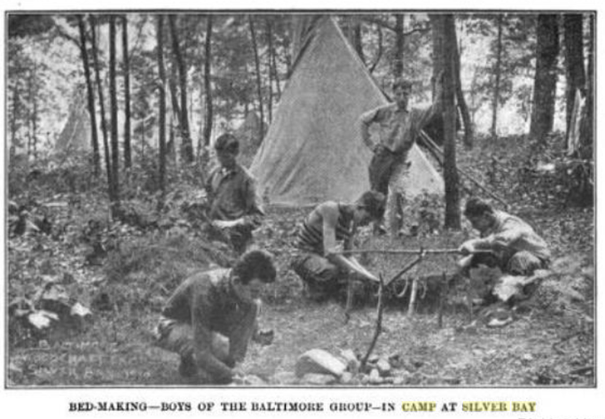 Bed Making Boys of the Baltimore Group in Camp at Silver Bay