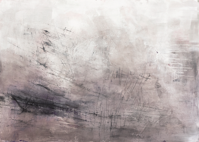 "Die Welt steht still" Acryl, Pigment, Kohle, Kreide auf Karton H/B 70x100