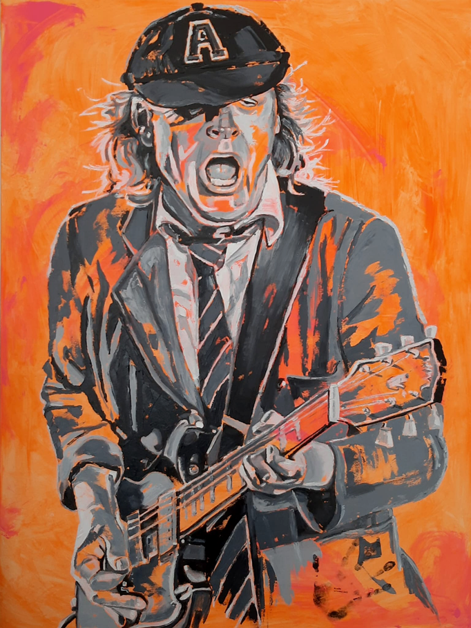 Angus Young | 90x120 cm | Öl & Acryl auf Leinwand