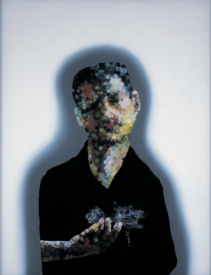Portrait mondain V avec Europe - huile sous verre - 90x70 cm - n°16/ 2000 