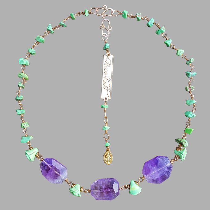 Collier mit Amethyst & grünem Türkis 195.00