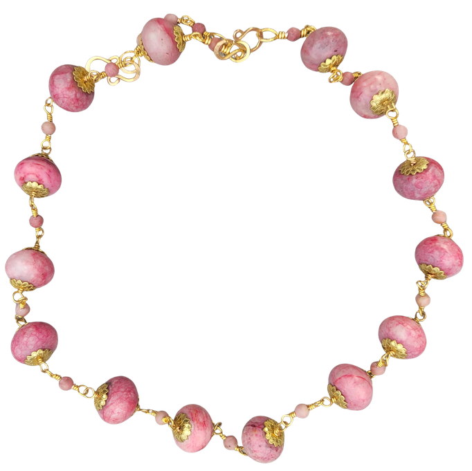 Collier HERBSTSONNE", vergoldet, Rhodochrosit 225.00