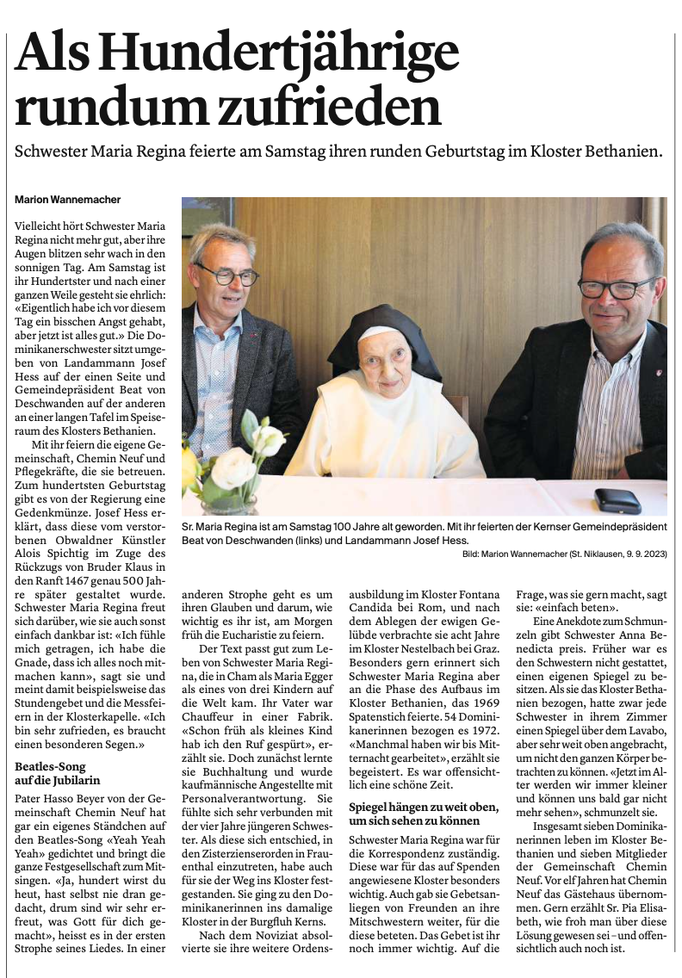 Obwaldner Zeitung vom 11.09.2023