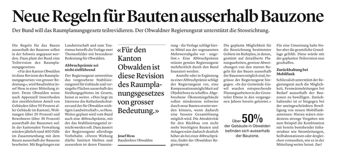 Obwaldner Zeitung vom 28.09.2021