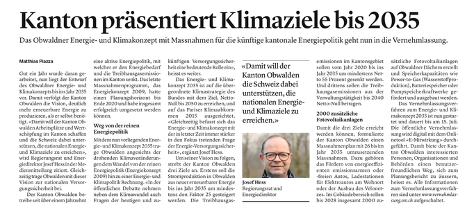 Obwaldner Zeitung vom 27.05.2022