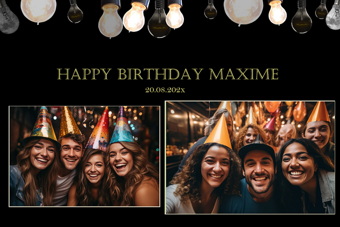 Geburtstag in Bad Kissingen mit Fotobox und eigenem, schwarzen Drucklayout mit zwei Bildern