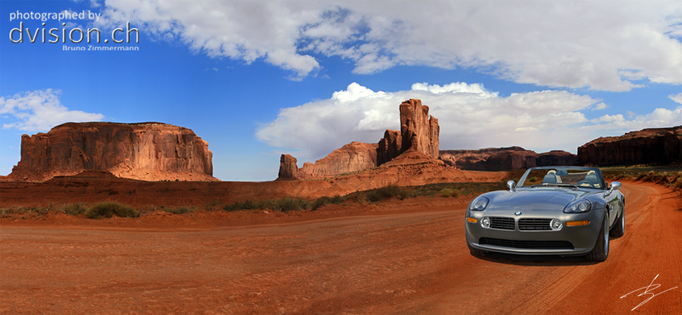 Fotografie und Fotomontage BMW Z8 im Monument Valley USA