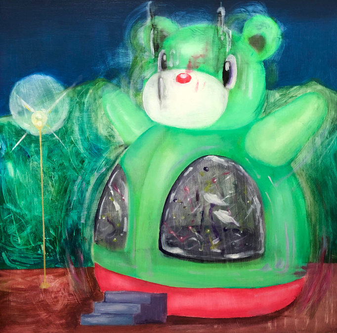 「bounce」 油彩、パネル　72.7×72.7㎝　2024