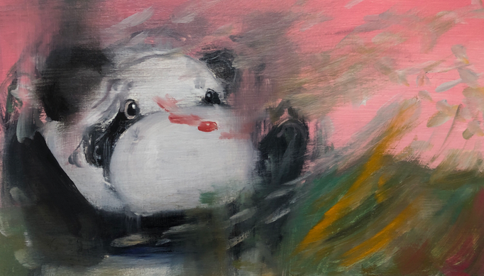 「つむじ風」　油彩、パネル　19×33.3㎝　2024