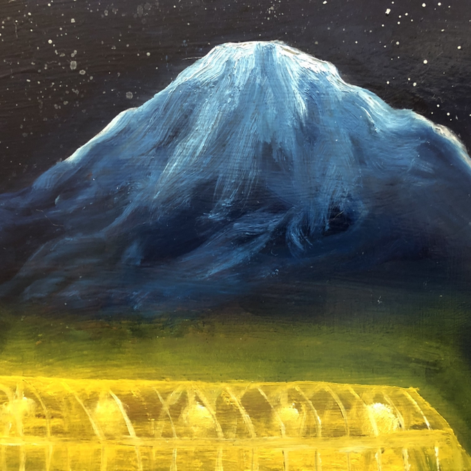 「倶知安」　油彩、アクリル、パネルにミュー・グラウンド　22.7×22.7cm　2019