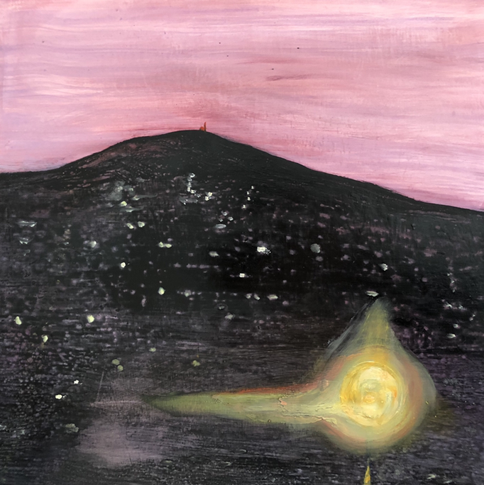 「nanae」　油彩、アクリル、パネルにミュー・グラウンド　22.7×22.7cm　2019