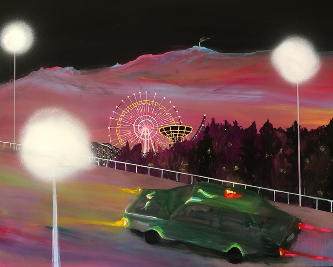 「夜とスピード」　アクリル、キャンバス　130×162㎝　2020