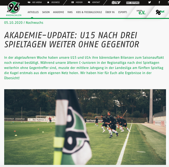 - 05.10.2020 - Akademie-Update: U15 nach drei Spieltagen weiter ohne Gegentor