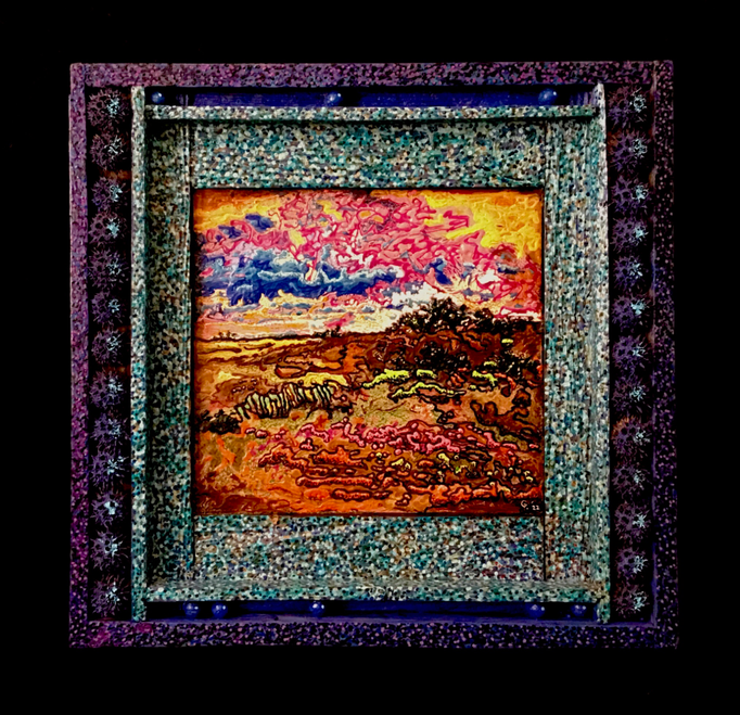 36)  DISSONATA, acrylic on wood panel, 18”x 18.25”, 2022      