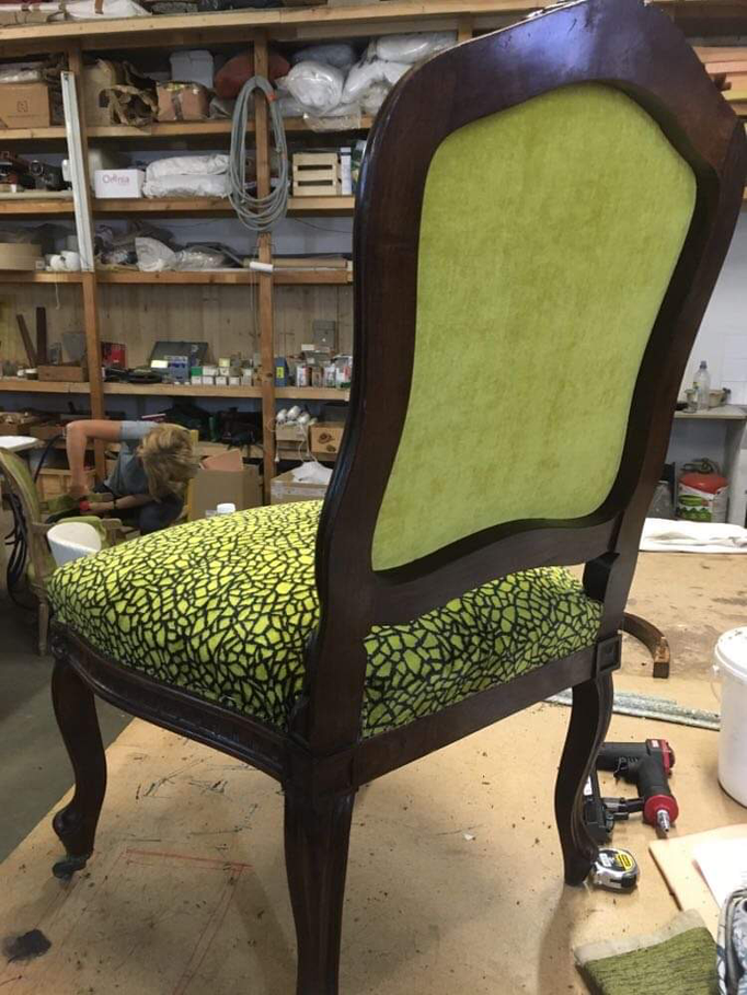Fauteuil tissu vert