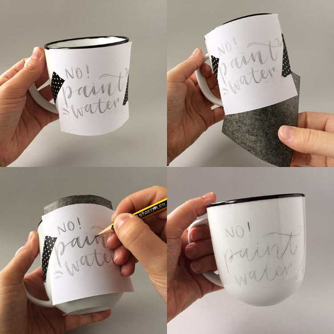 Letter Lovers frau_annika: Anleitung zum bemalen einer Tasse mit Graphit Kopierpapier