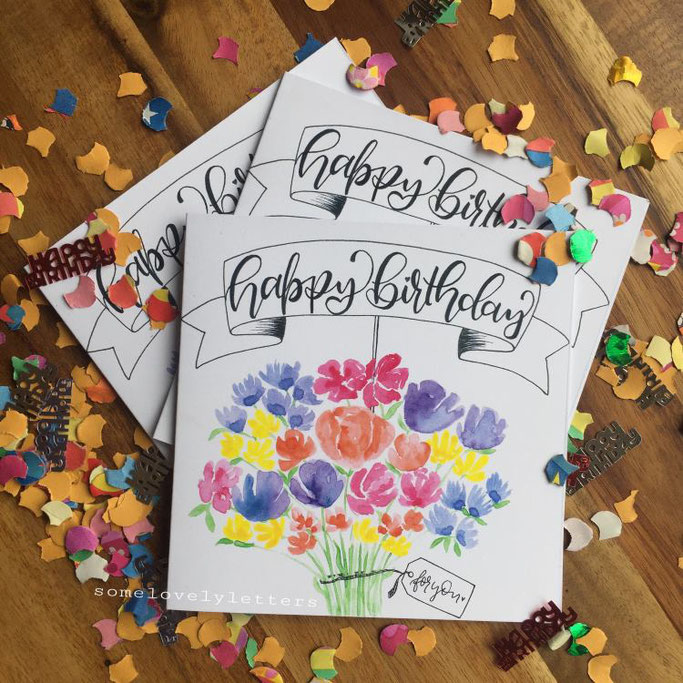 somelovelyletters Letter Lovers - Lettering Happy Birthday mit Konfetti