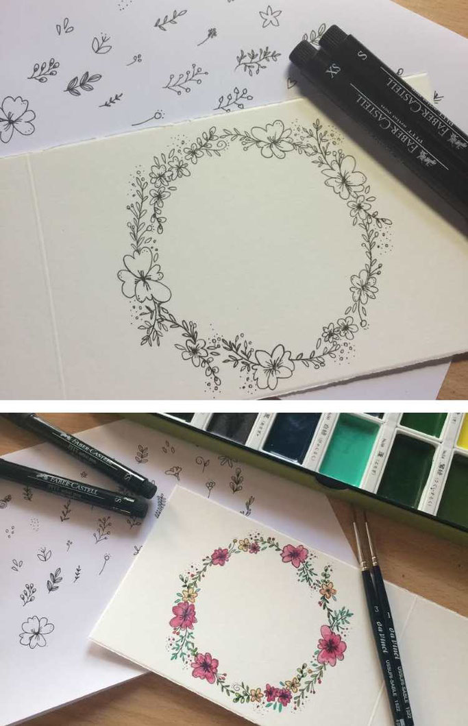 Blumenkränze - eine einfache Handlettering Anleitung