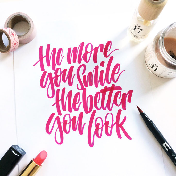 Lettering: the more you smile the better you look - Handlettering von lettering_by_mj für die Letter Lovers