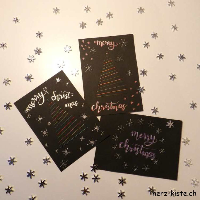 Weihnachtskarten sticken