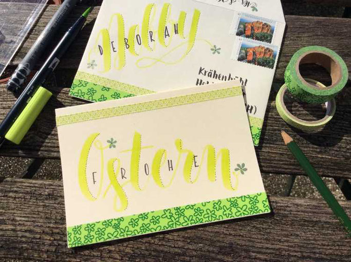 Letter lovers zwischen2stuehlen: Frohe Ostern - Umschlag und Karte mit Handlettering gestalten