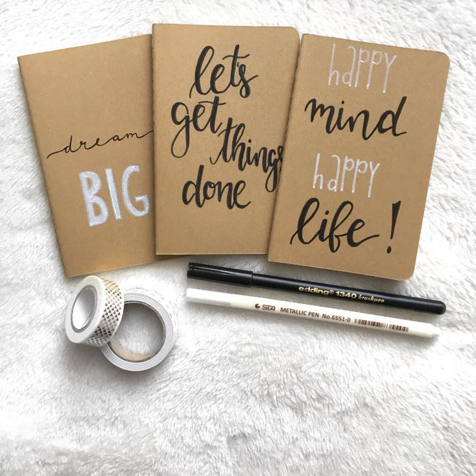 Letter Lovers michilicious: Handlettering Spruch happy mind happy life - let's get things done - dream big