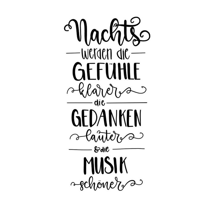 Letter Lovers halfapx: Lettering Anleitung Nachts werden die Gefühle klarer, die Gedanken lauter und die Musik schöner