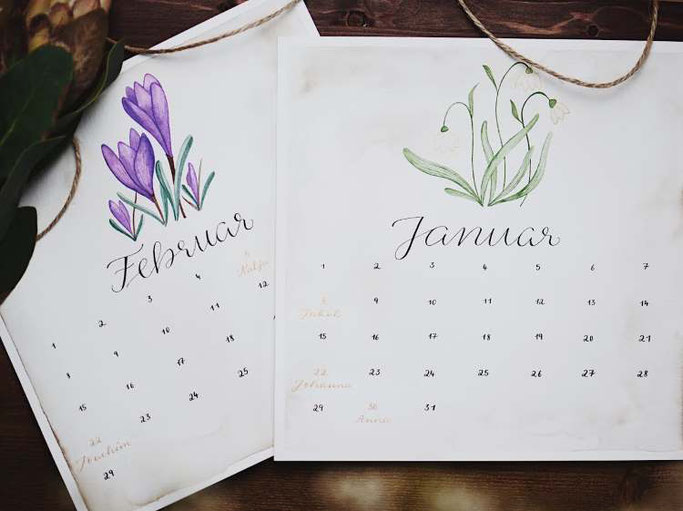 Letter Lovers vierneuntel: Handlettering Januar Februar