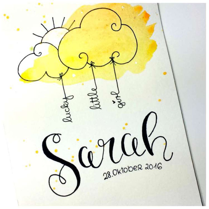 Handlettering - Letter Lovers maryluskleinekunst: Letterin Sarah - Geburt