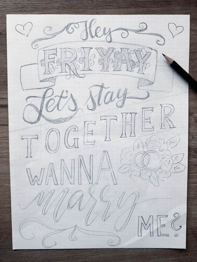 Letter Lovers wildhippiecom Anleitung für ein Lettering Layout: Schritt 5 - Skizze für ein Lettering