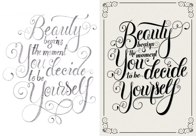 Letter Lovers sandra_graphics - Lettering: Beauty begins the moment you decide to be yourself