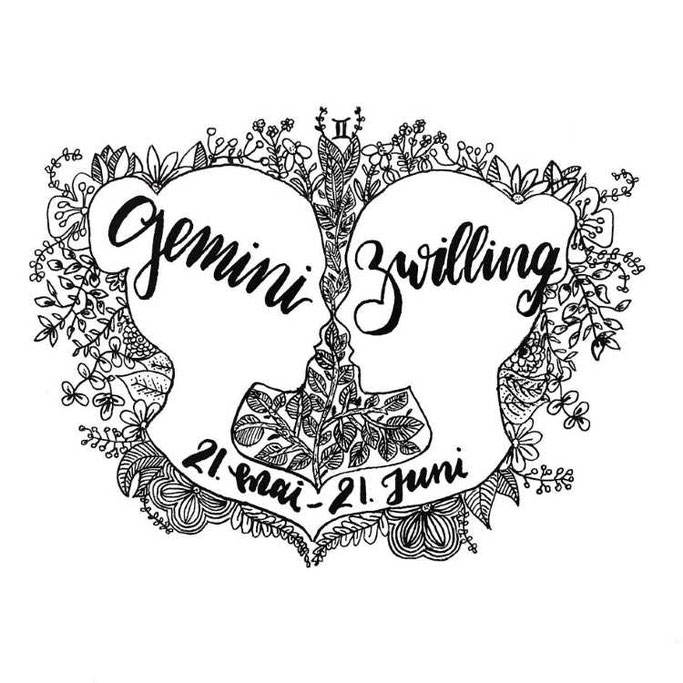 Letter Lovers stickynote.lettering: Handlettering Gemini - Zwilling