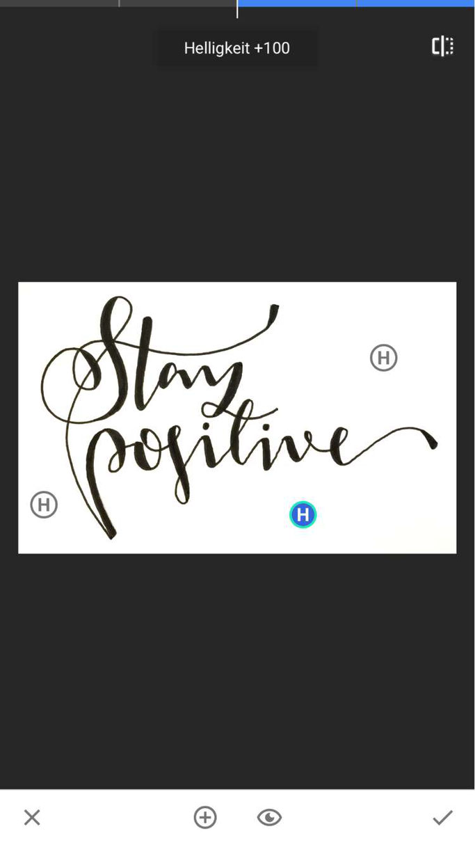 Lettering digitalisieren mit der App Snapseed - Helligkeit verändern