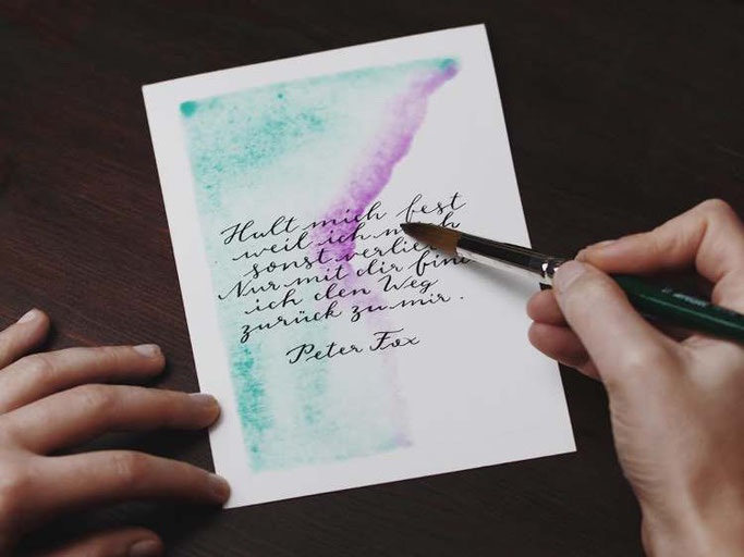 Letter Lovers vierneuntel: Anleitung Zitat mit Aquarell Hintergrund - Farbverlauf