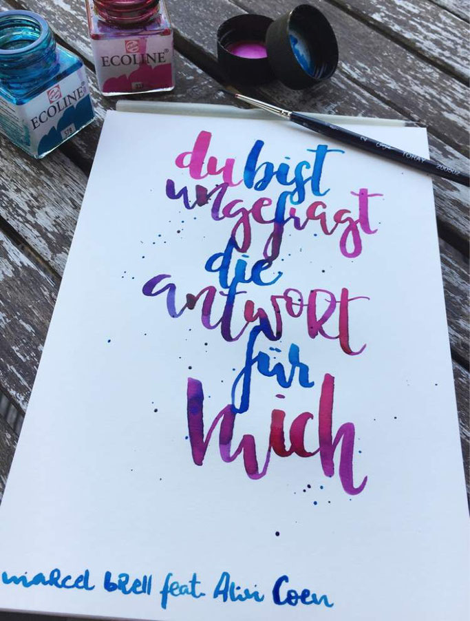 Lettering Zitat: Du bist ungefragt die Antwort für mich - Letter Lovers herzimbauch