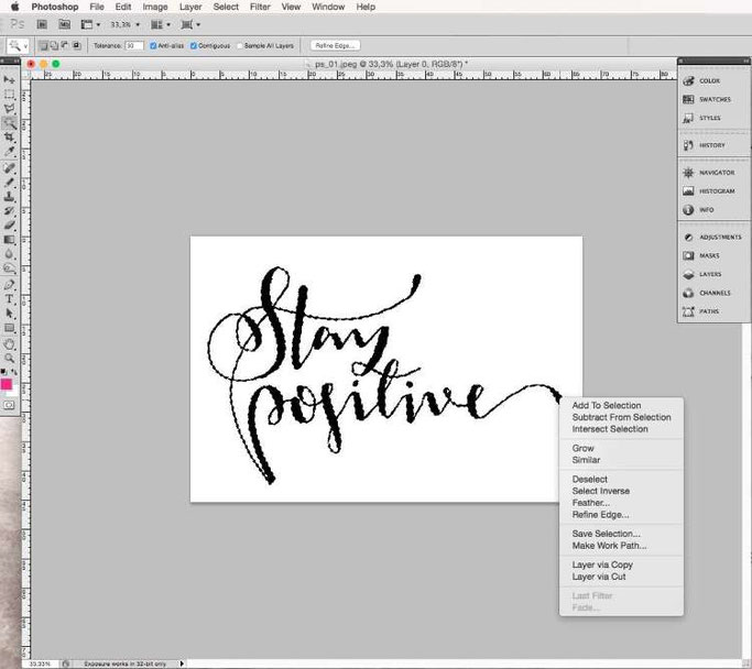 Lettering digitalisieren mit Photoshop - Lettering freistellen